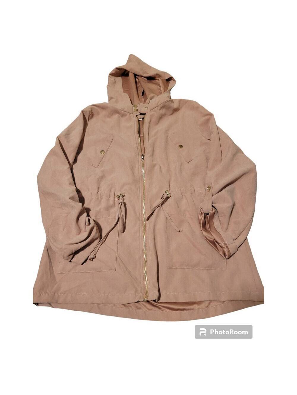 Sweet Wanderer Women's Mauve Hooded Utility Parka Jacket Cinch Waist Size L